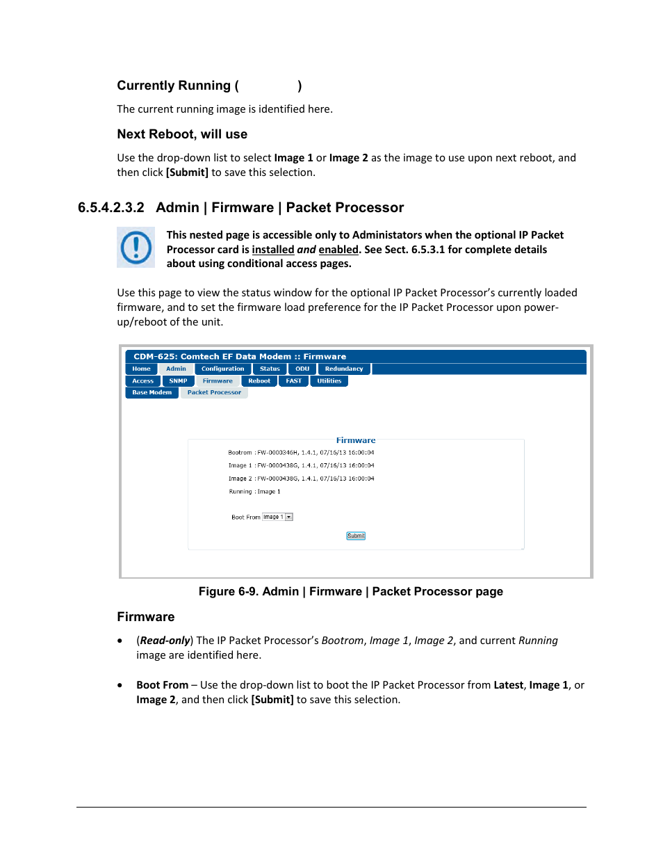 2 admin | firmware | packet processor | Comtech EF Data CDM-625 User Manual | Page 212 / 684