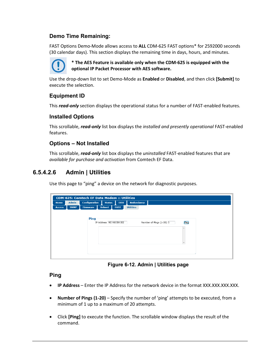 6 admin | utilities | Comtech EF Data CDM-625 User Manual | Page 215 / 684