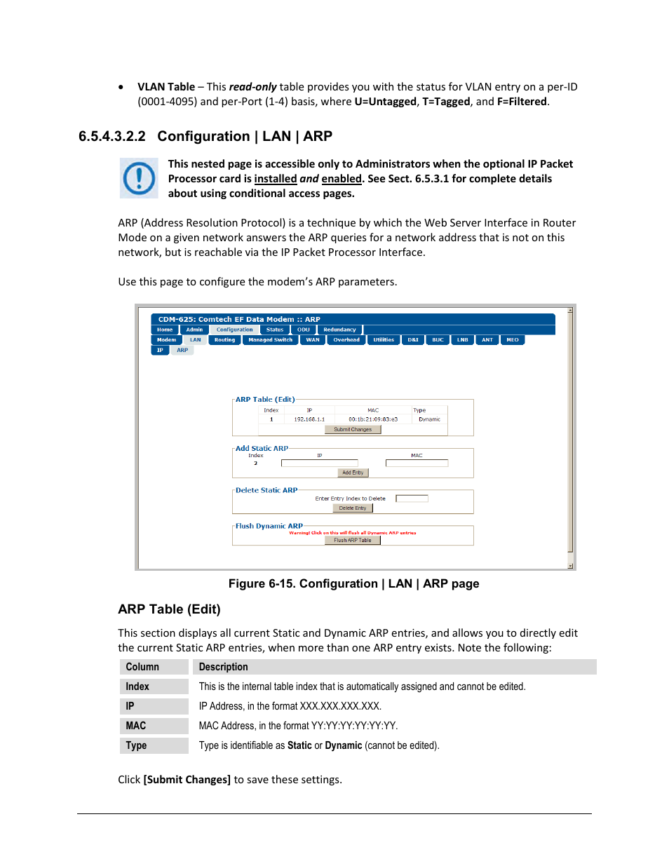 2 configuration | lan | arp | Comtech EF Data CDM-625 User Manual | Page 221 / 684