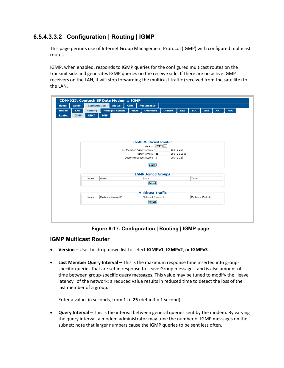 2 configuration | routing | igmp | Comtech EF Data CDM-625 User Manual | Page 225 / 684