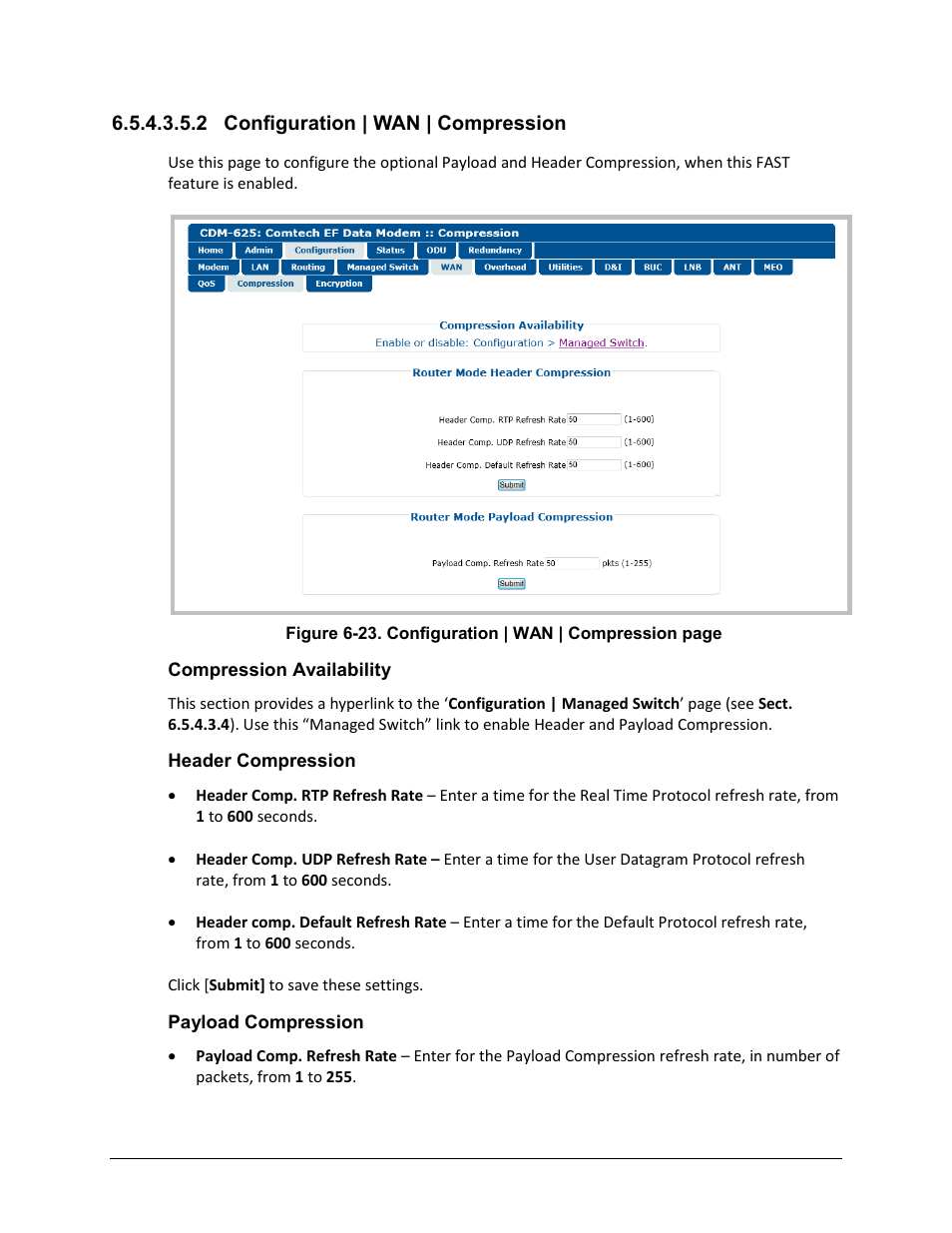 2 configuration | wan | compression | Comtech EF Data CDM-625 User Manual | Page 238 / 684