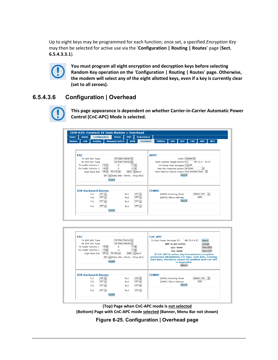 6 configuration | overhead | Comtech EF Data CDM-625 User Manual | Page 241 / 684