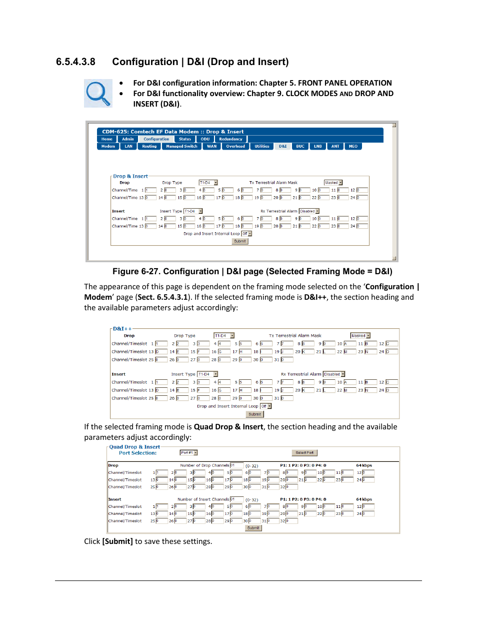 8 configuration | d&i (drop and insert) | Comtech EF Data CDM-625 User Manual | Page 246 / 684