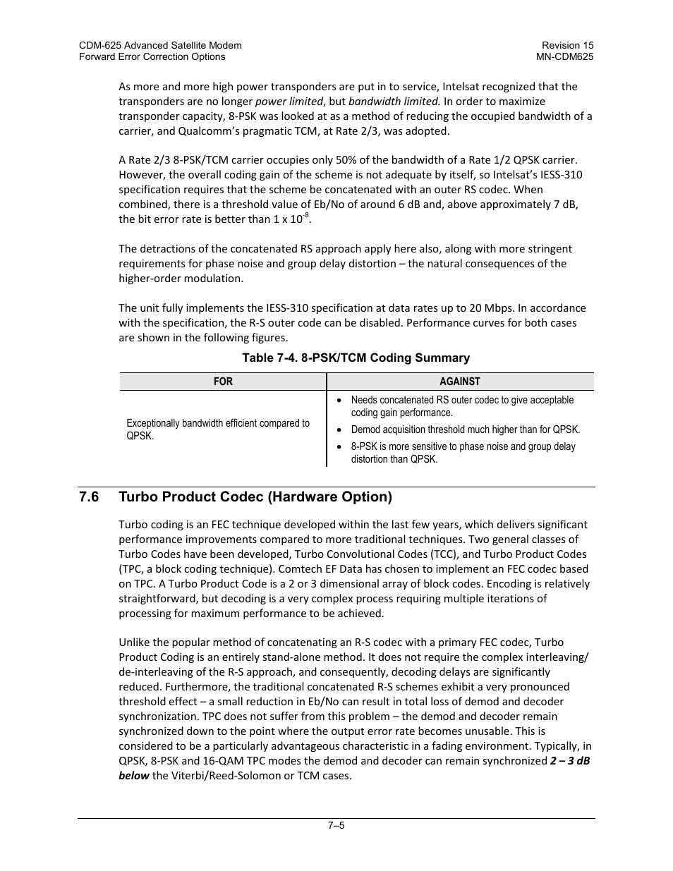 6 turbo product codec (hardware option) | Comtech EF Data CDM-625 User Manual | Page 277 / 684