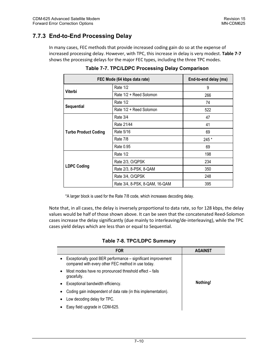 3 end-to-end processing delay | Comtech EF Data CDM-625 User Manual | Page 282 / 684