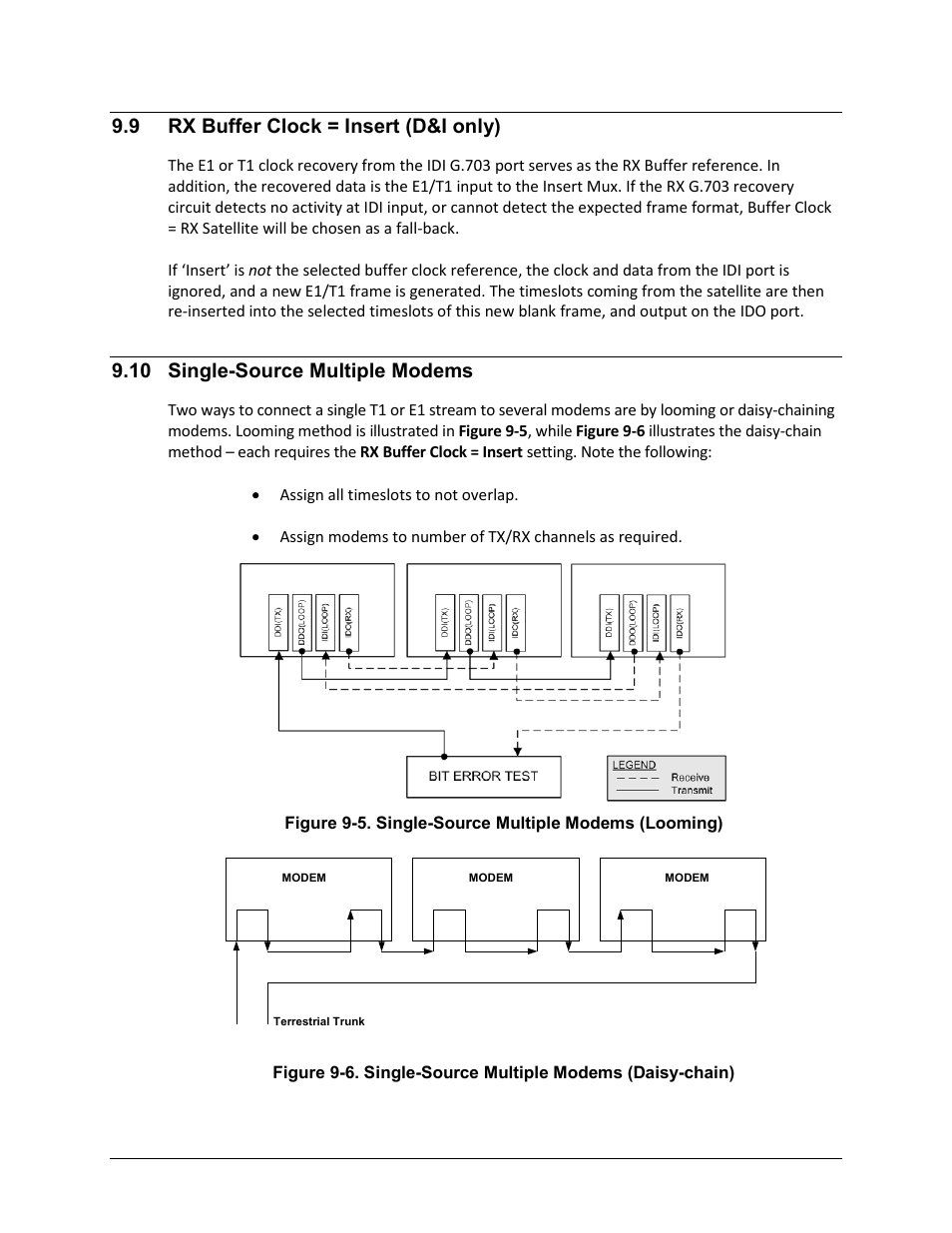 9 rx buffer clock = insert (d&i only), 10 single-source multiple modems | Comtech EF Data CDM-625 User Manual | Page 324 / 684