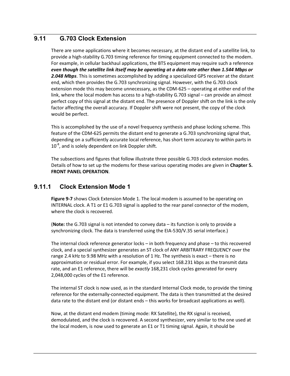 11 g.703 clock extension, 1 clock extension mode 1 | Comtech EF Data CDM-625 User Manual | Page 325 / 684