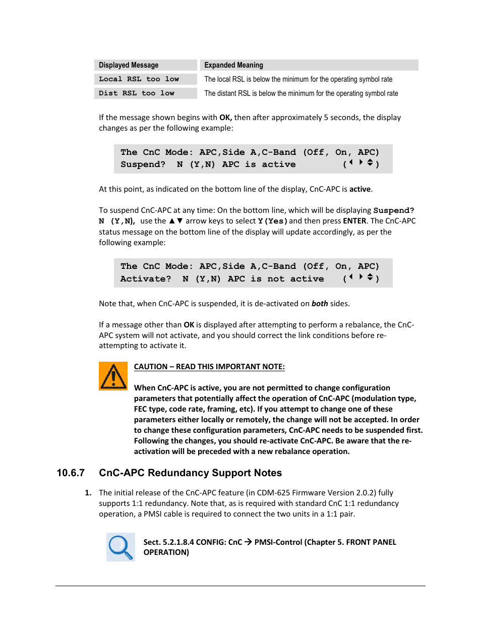 7 cnc-apc redundancy support notes | Comtech EF Data CDM-625 User Manual | Page 357 / 684