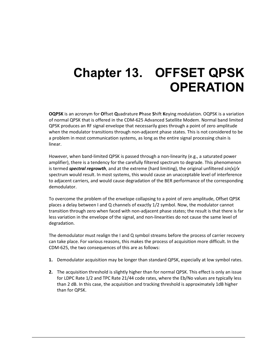 Chapter 13. offset qpsk operation | Comtech EF Data CDM-625 User Manual | Page 369 / 684