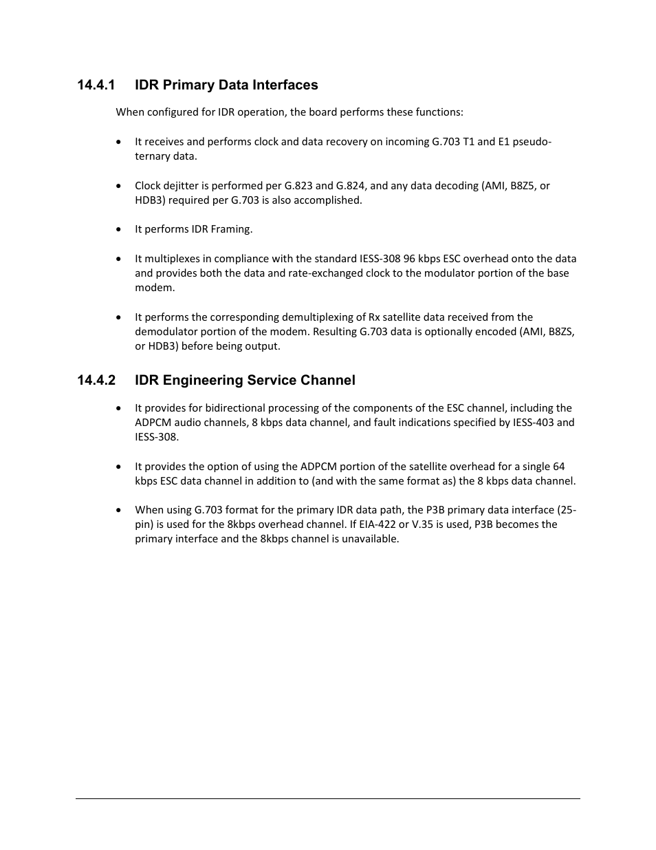 1 idr primary data interfaces, 2 idr engineering service channel | Comtech EF Data CDM-625 User Manual | Page 376 / 684