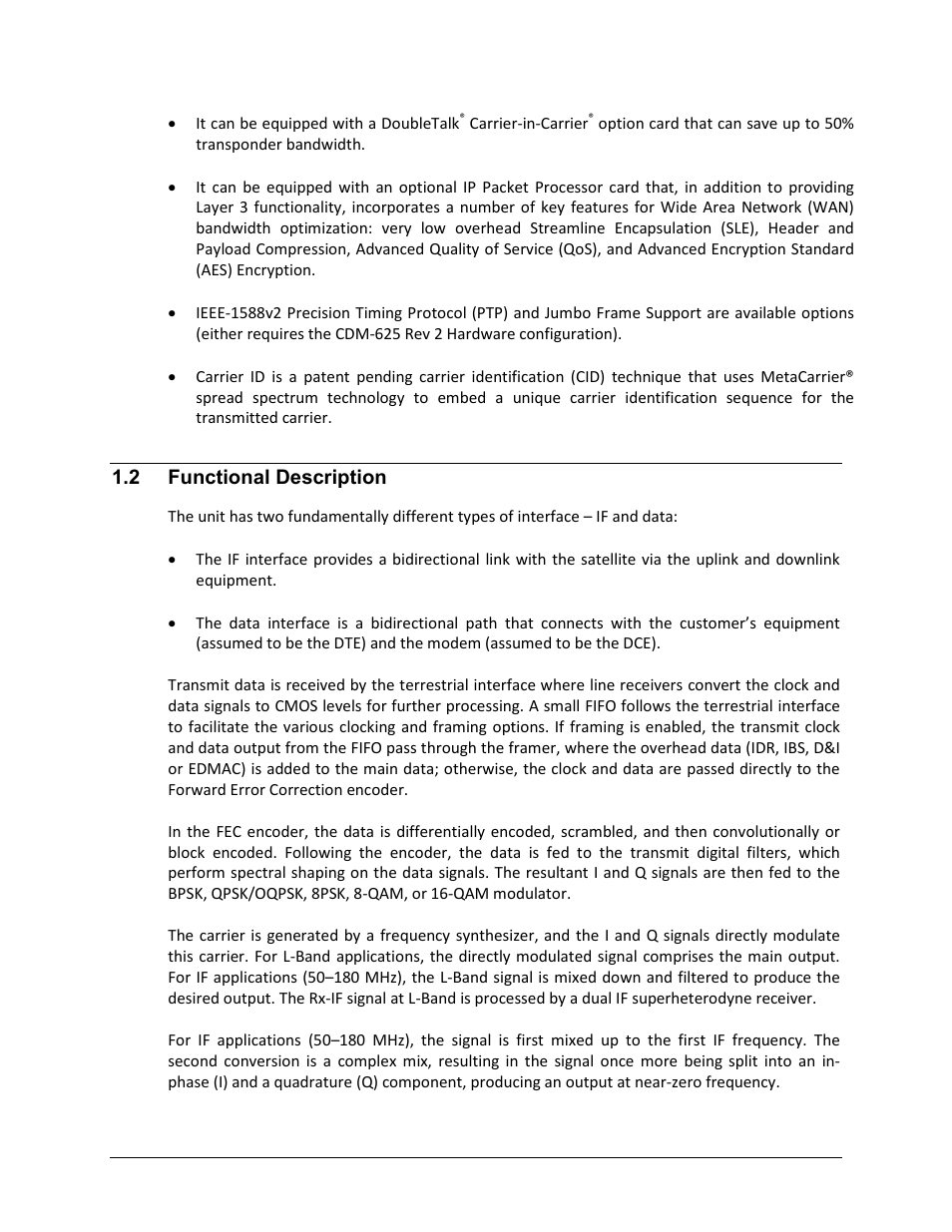 2 functional description | Comtech EF Data CDM-625 User Manual | Page 38 / 684