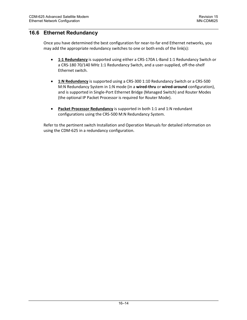 6 ethernet redundancy | Comtech EF Data CDM-625 User Manual | Page 392 / 684