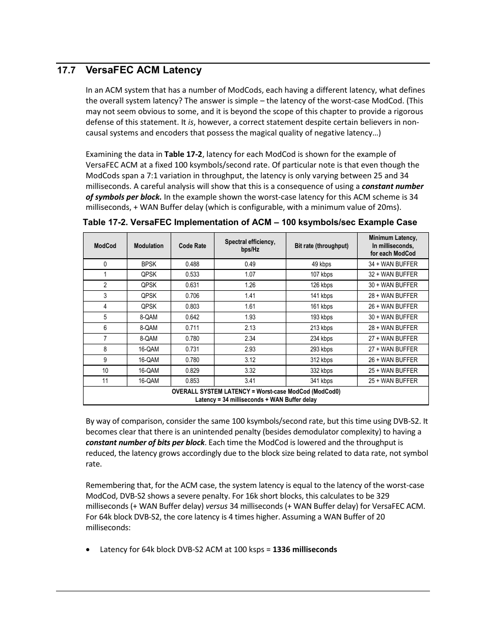 7 versafec acm latency, Versafec acm latency | Comtech EF Data CDM-625 User Manual | Page 404 / 684