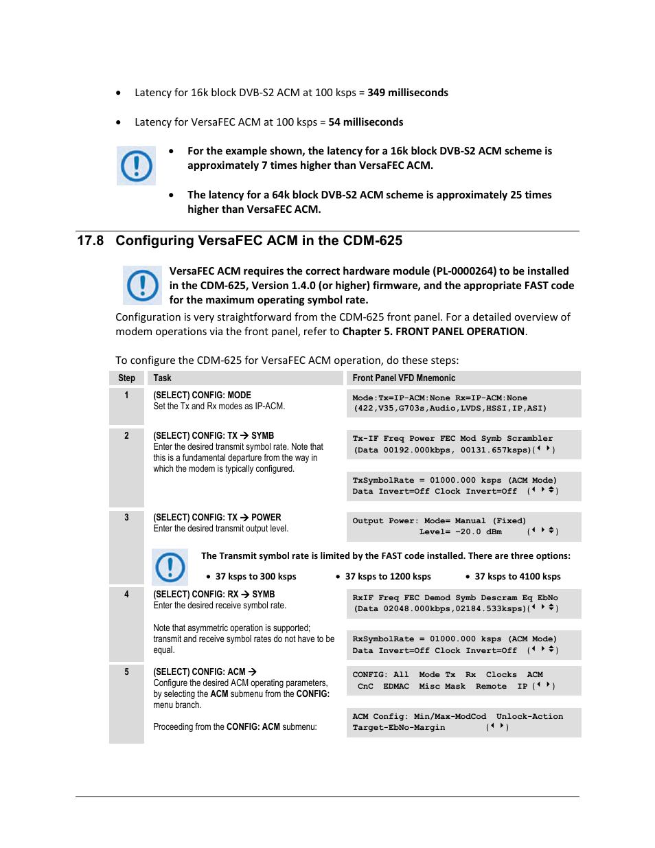 8 configuring versafec acm in the cdm-625 | Comtech EF Data CDM-625 User Manual | Page 405 / 684