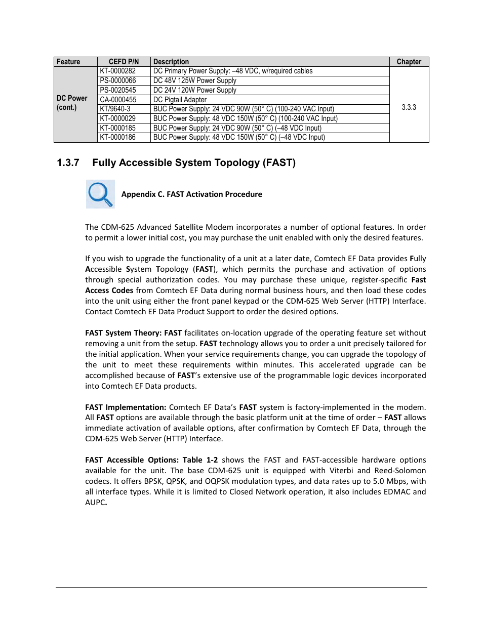 7 fully accessible system topology (fast) | Comtech EF Data CDM-625 User Manual | Page 42 / 684