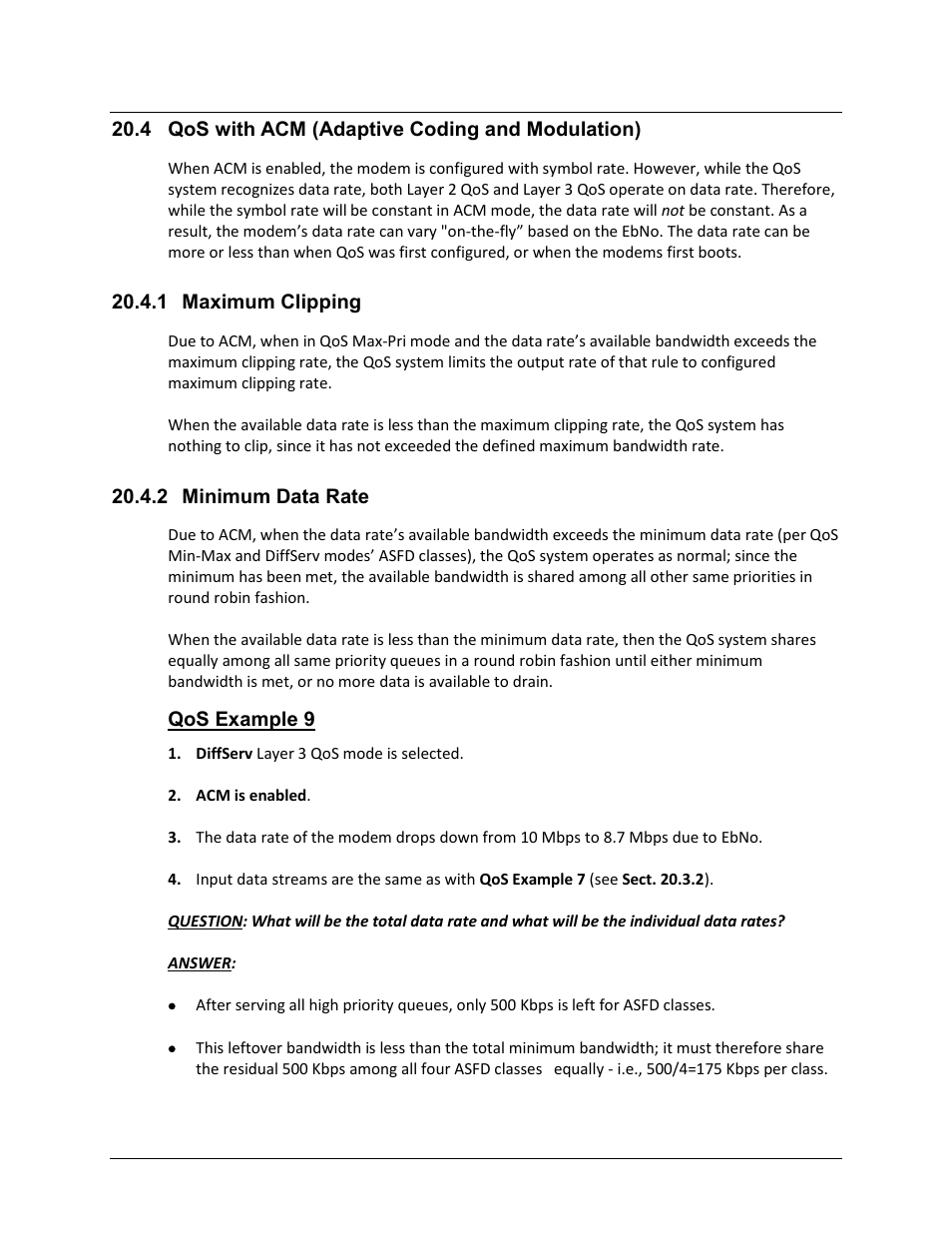 4 qos with acm (adaptive coding and modulation), 1 maximum clipping, 2 minimum data rate | Comtech EF Data CDM-625 User Manual | Page 448 / 684