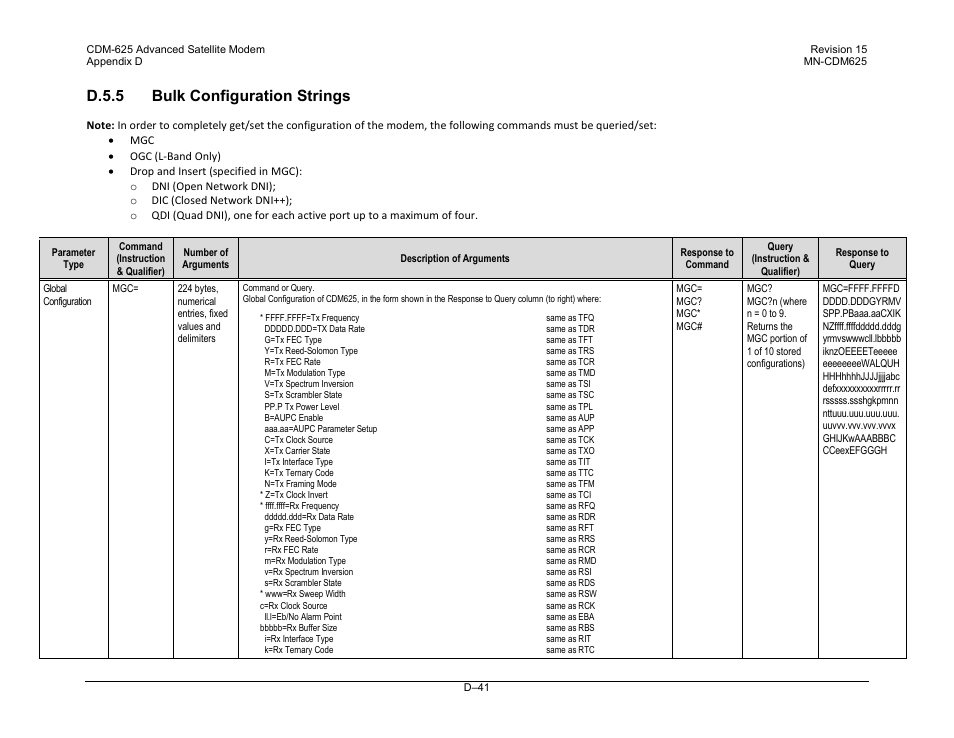 D.5.5 bulk configuration strings | Comtech EF Data CDM-625 User Manual | Page 505 / 684