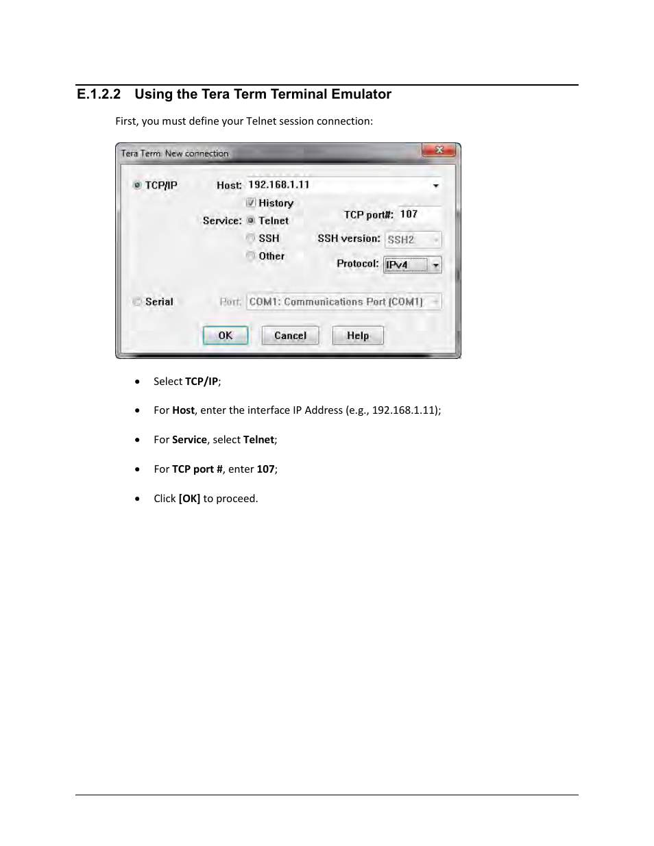 E.1.2.2 using the tera term terminal emulator | Comtech EF Data CDM-625 User Manual | Page 532 / 684