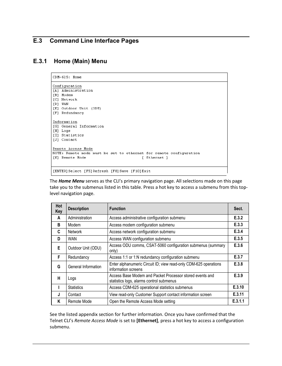 E.3.1 home (main) menu | Comtech EF Data CDM-625 User Manual | Page 538 / 684