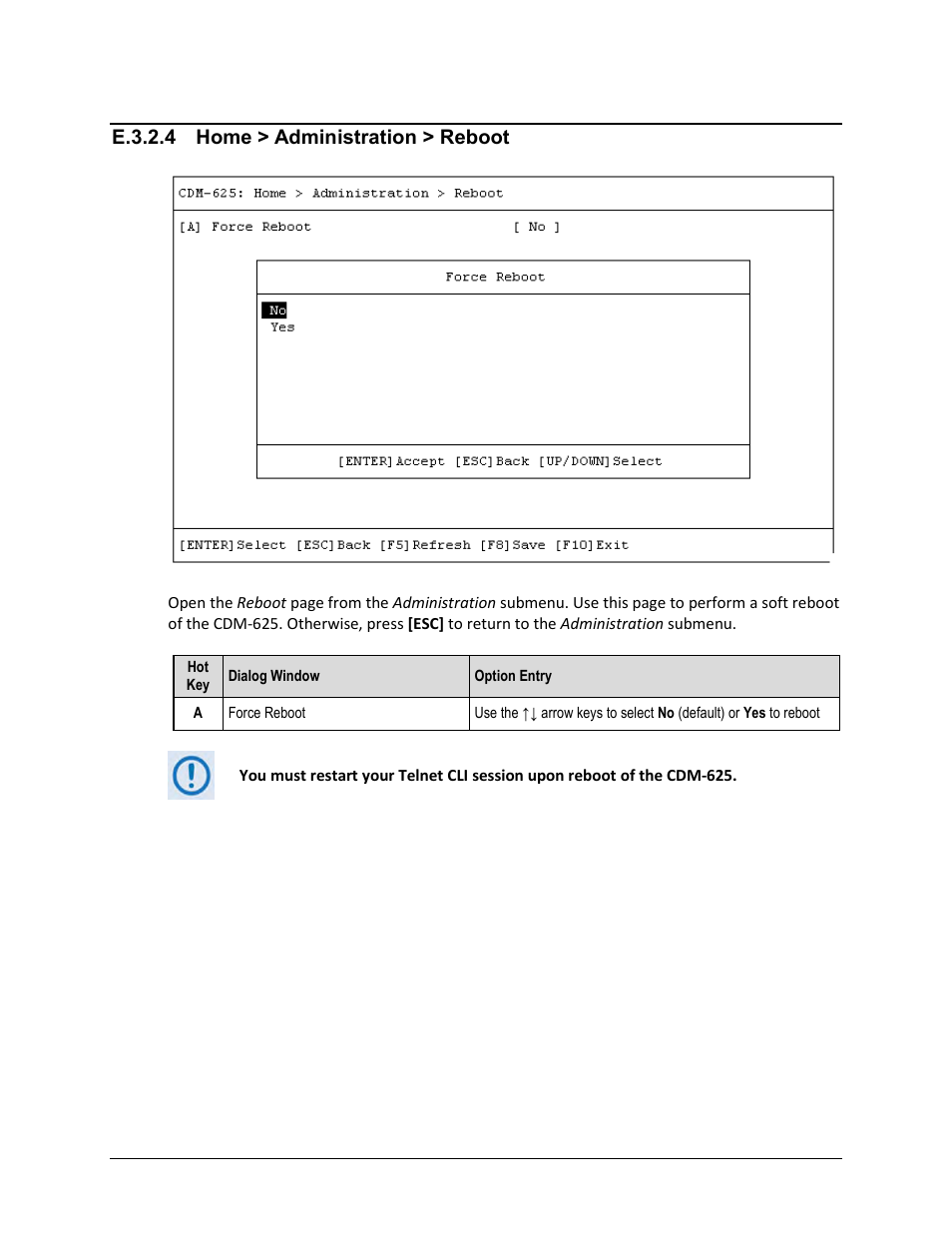 E.3.2.4 home > administration > reboot, E.3.2.4, E.3.2.5 | Comtech EF Data CDM-625 User Manual | Page 544 / 684