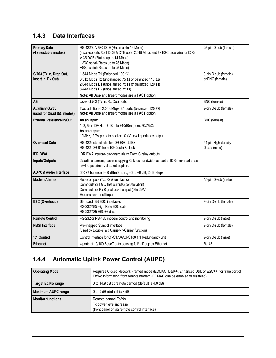 3 data interfaces, 4 automatic uplink power control (aupc) | Comtech EF Data CDM-625 User Manual | Page 55 / 684