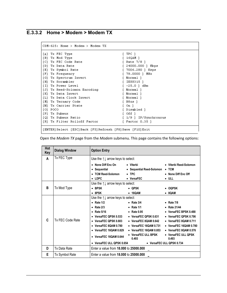 E.3.3.2 home > modem > modem tx | Comtech EF Data CDM-625 User Manual | Page 552 / 684