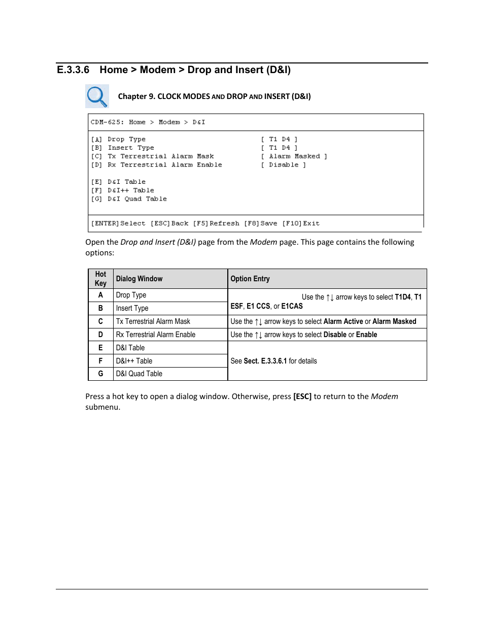 E.3.3.6 home > modem > drop and insert (d&i) | Comtech EF Data CDM-625 User Manual | Page 558 / 684