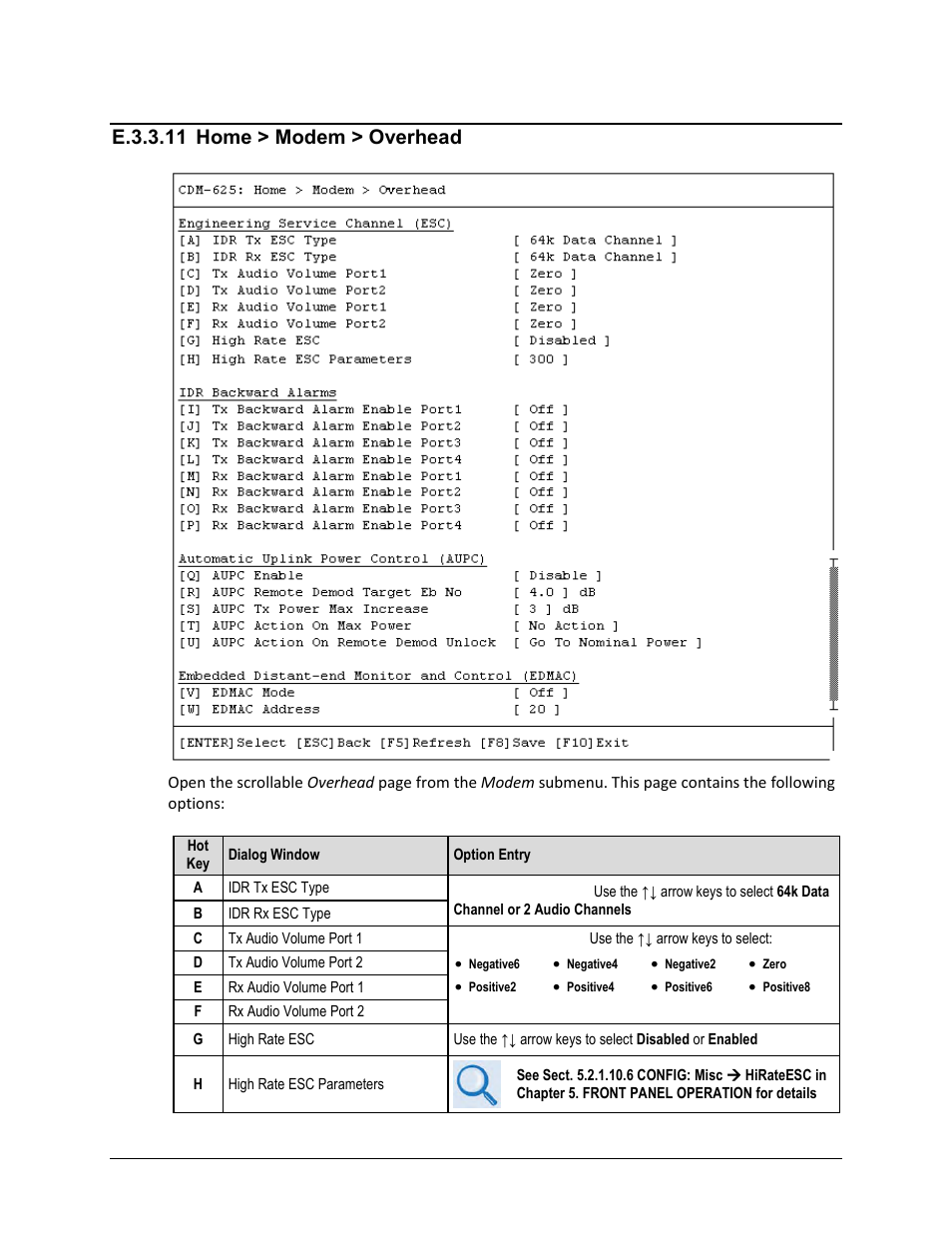 E.3.3.11 home > modem > overhead | Comtech EF Data CDM-625 User Manual | Page 566 / 684