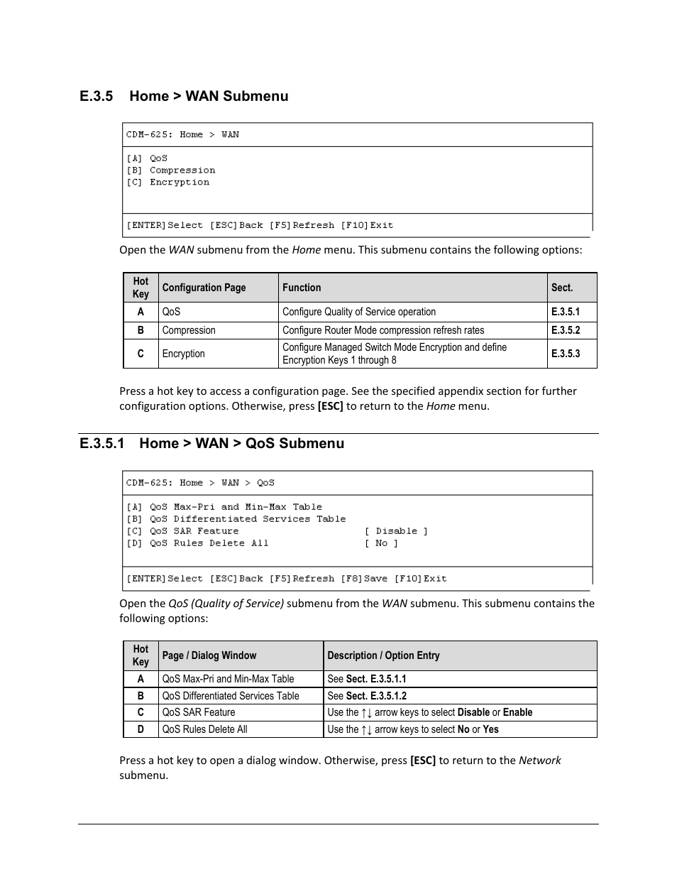 E.3.5 home > wan submenu, E.3.5.1 home > wan > qos submenu | Comtech EF Data CDM-625 User Manual | Page 584 / 684