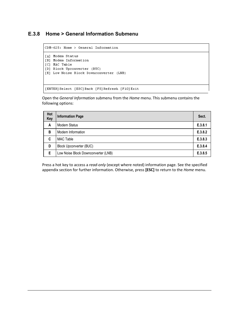 E.3.8 home > general information submenu | Comtech EF Data CDM-625 User Manual | Page 592 / 684