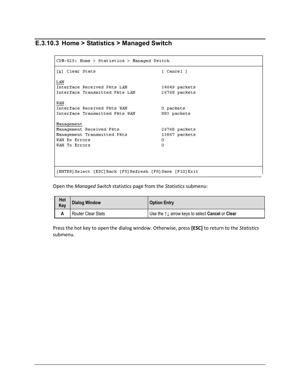 E.3.10.3 home > statistics > managed switch, E.3.10.4 | Comtech EF Data CDM-625 User Manual | Page 609 / 684