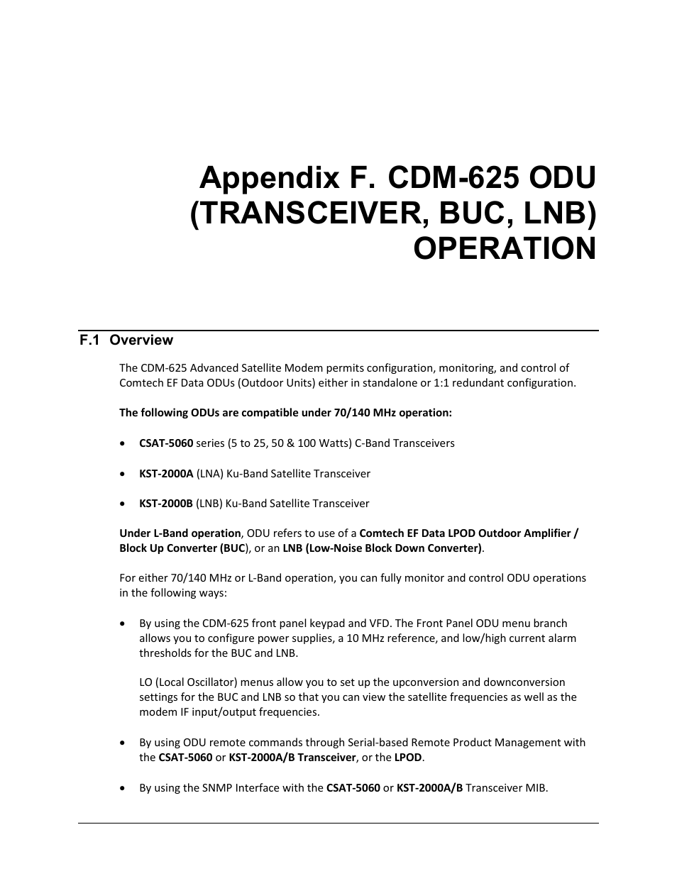 F.1 overview | Comtech EF Data CDM-625 User Manual | Page 619 / 684