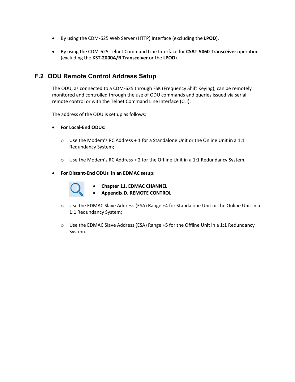 F.2 odu remote control address setup | Comtech EF Data CDM-625 User Manual | Page 620 / 684