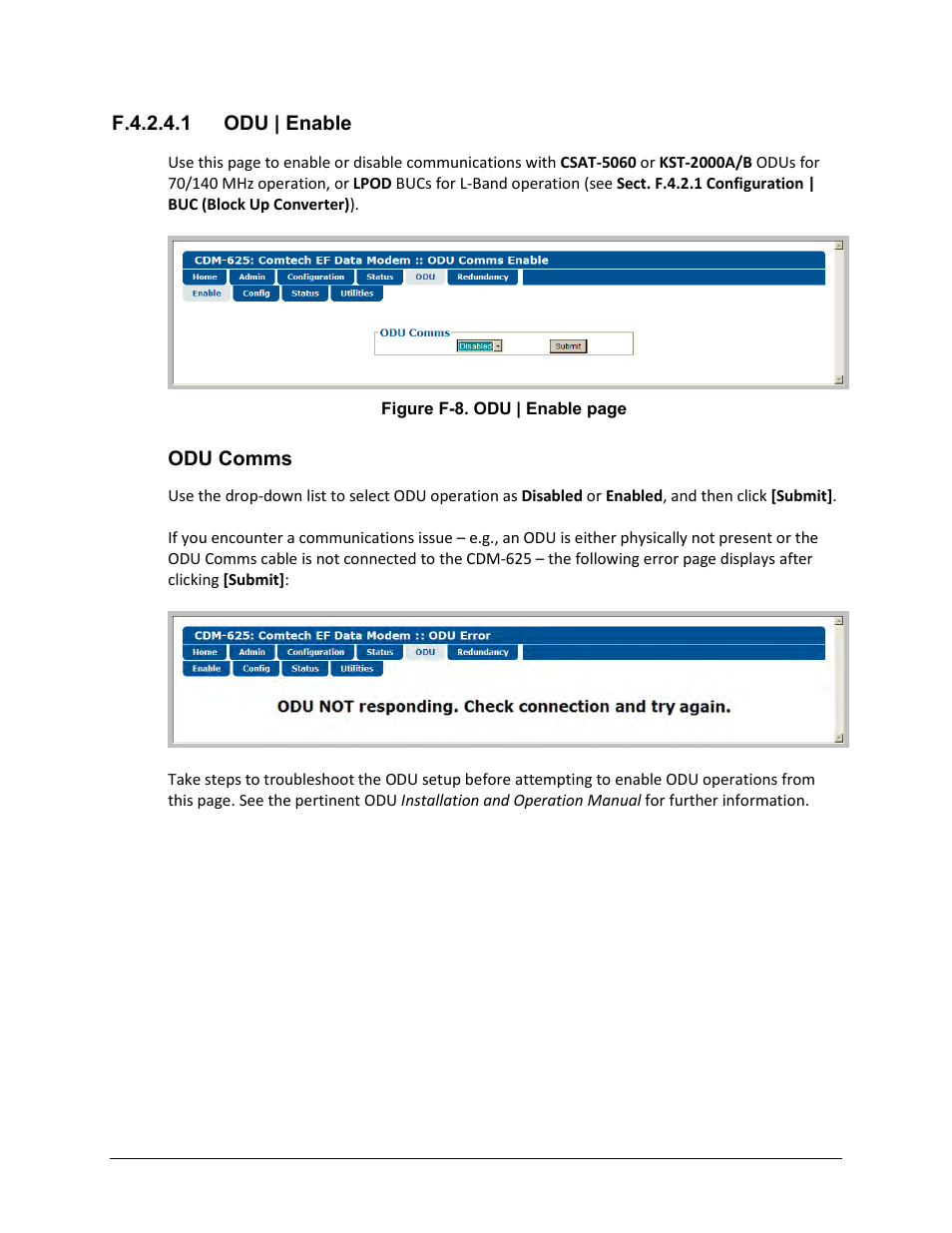 F.4.2.4.1 odu | enable | Comtech EF Data CDM-625 User Manual | Page 661 / 684