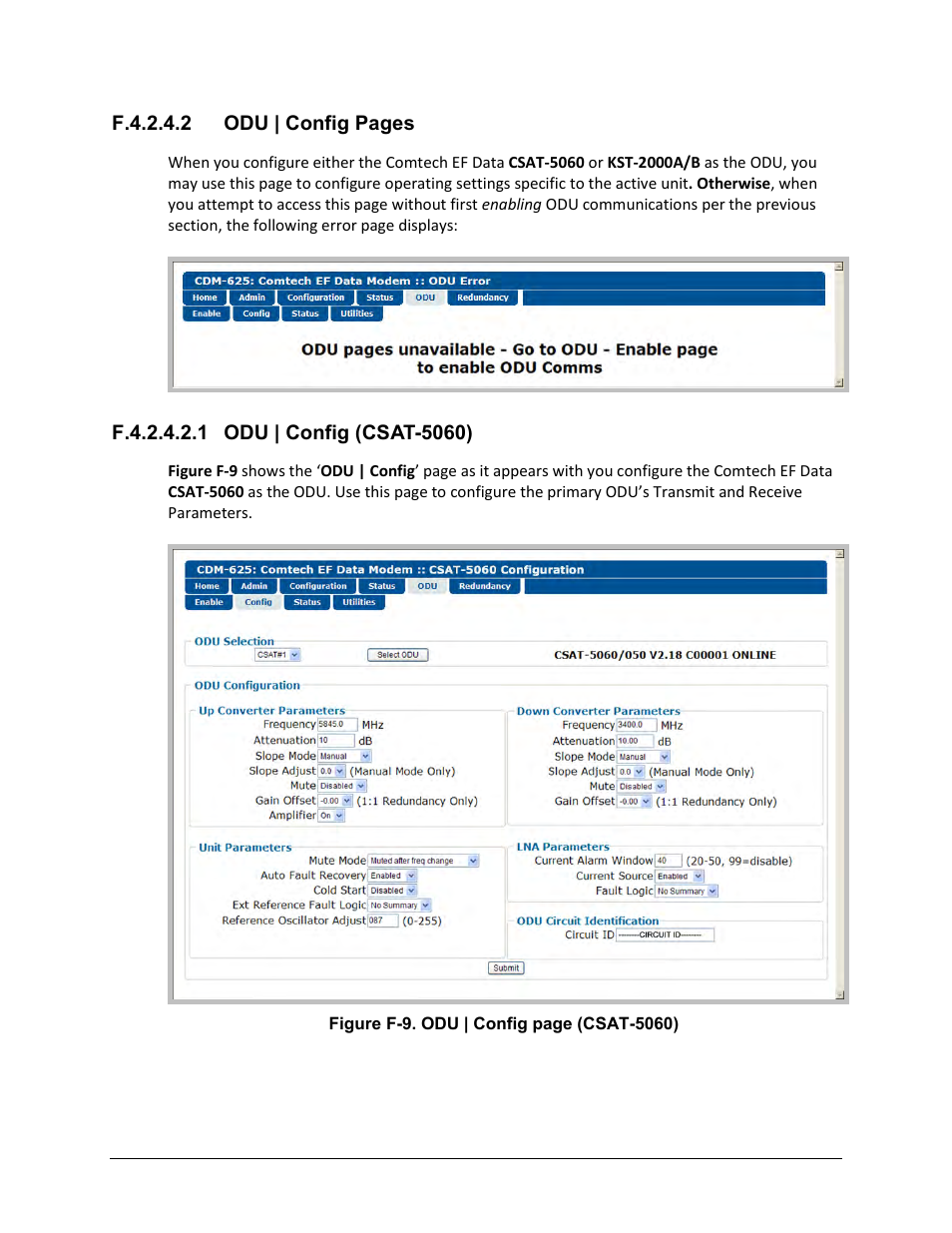 F.4.2.4.2.1 odu | config (csat-5060) | Comtech EF Data CDM-625 User Manual | Page 662 / 684