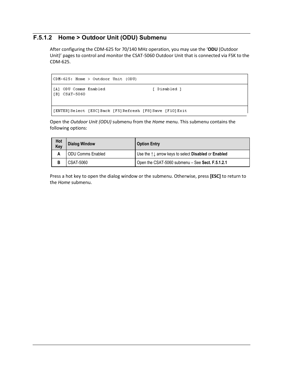 F.5.1.2 home > outdoor unit (odu) submenu | Comtech EF Data CDM-625 User Manual | Page 674 / 684