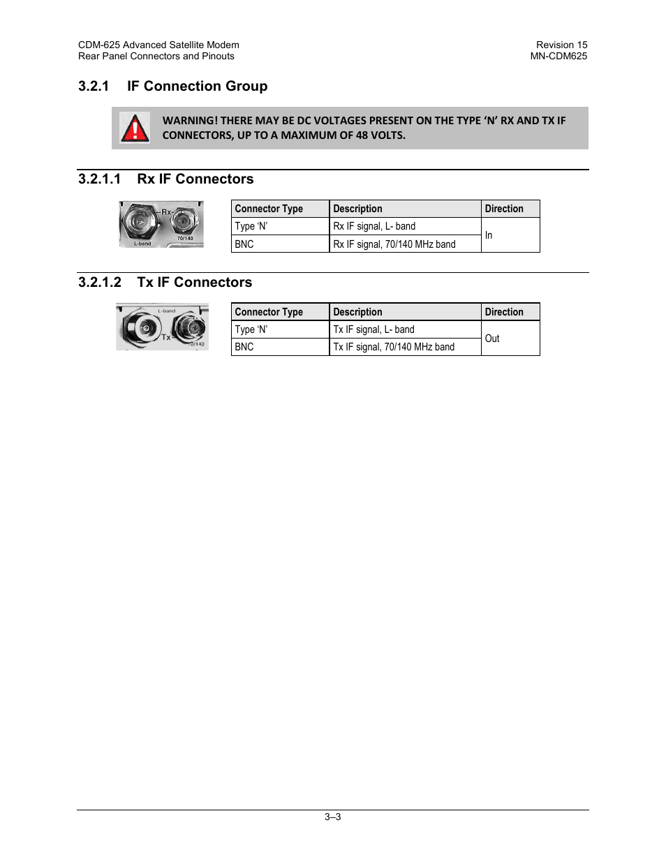 1 if connection group, 1 rx if connectors, 2 tx if connectors | Comtech EF Data CDM-625 User Manual | Page 73 / 684