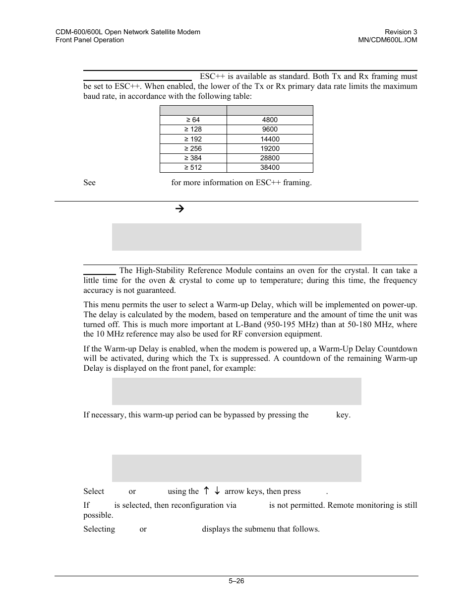 5 config: misc ( warm-up (cdm-600 only), 10 config: remote (remote control), 5 config: misc æ warm-up (cdm-600 only) | Comtech EF Data CDM-600/600L User Manual | Page 102 / 278