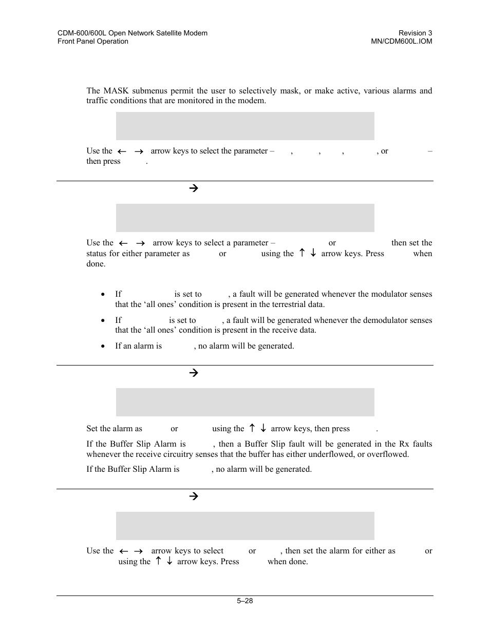11 config: mask, 1 config: mask ( ais, 2 config: mask ( buffer (buffer slip) | 3 config: mask ( rx-if | Comtech EF Data CDM-600/600L User Manual | Page 104 / 278