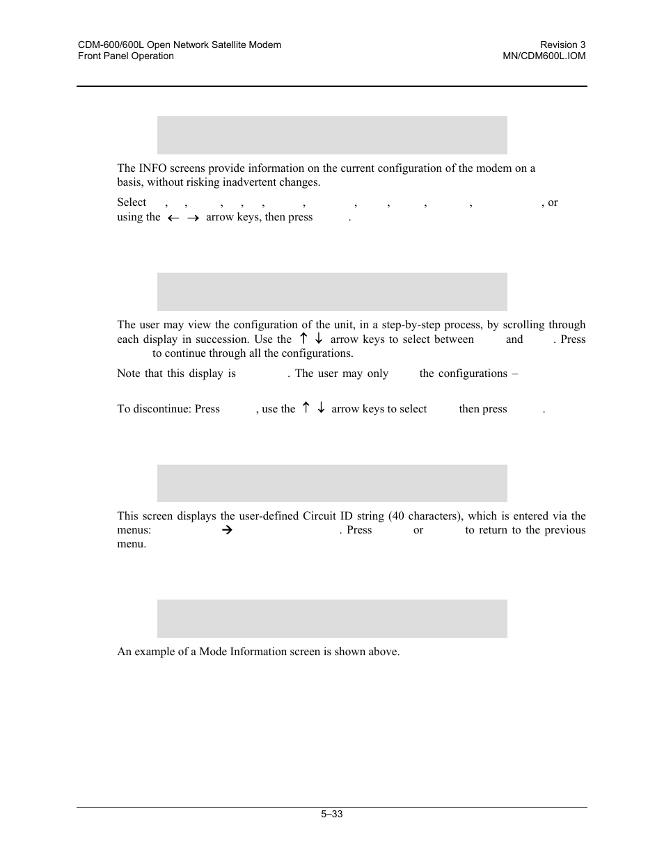 6 select: information, 1 info: all, 2 info: id | 3 info: mode | Comtech EF Data CDM-600/600L User Manual | Page 109 / 278