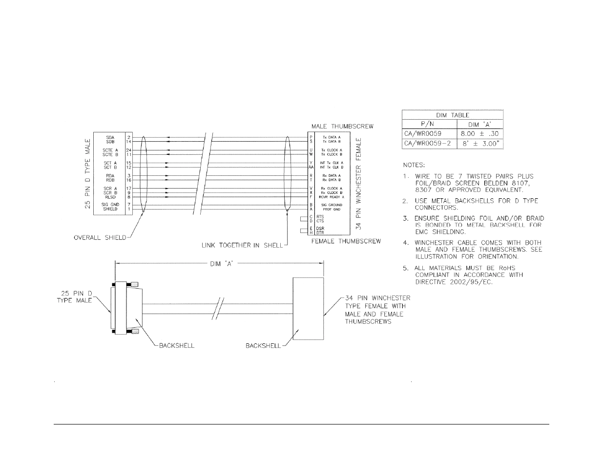 A.1.2 rs-530 to v.35 data cable | Comtech EF Data CDM-600/600L User Manual | Page 181 / 278