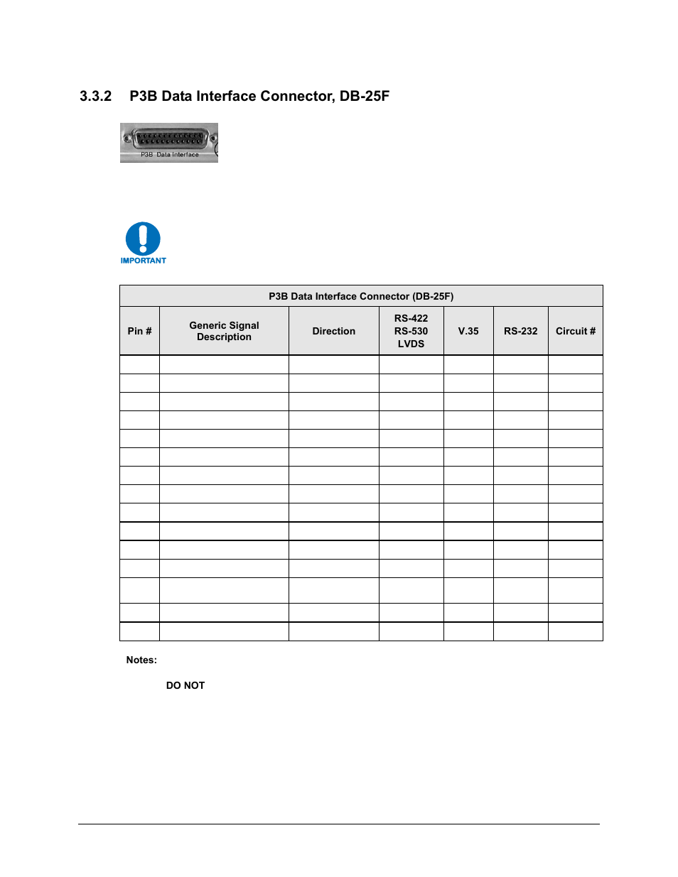2 p3b data interface connector, db-25f | Comtech EF Data CDM-600/600L User Manual | Page 65 / 278