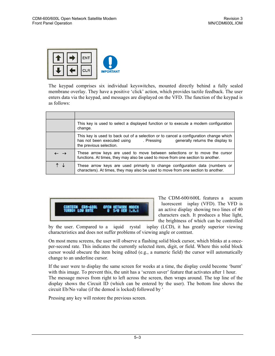 2 front panel keypad, 3 front panel vacuum fluorescent display (vfd) | Comtech EF Data CDM-600/600L User Manual | Page 79 / 278