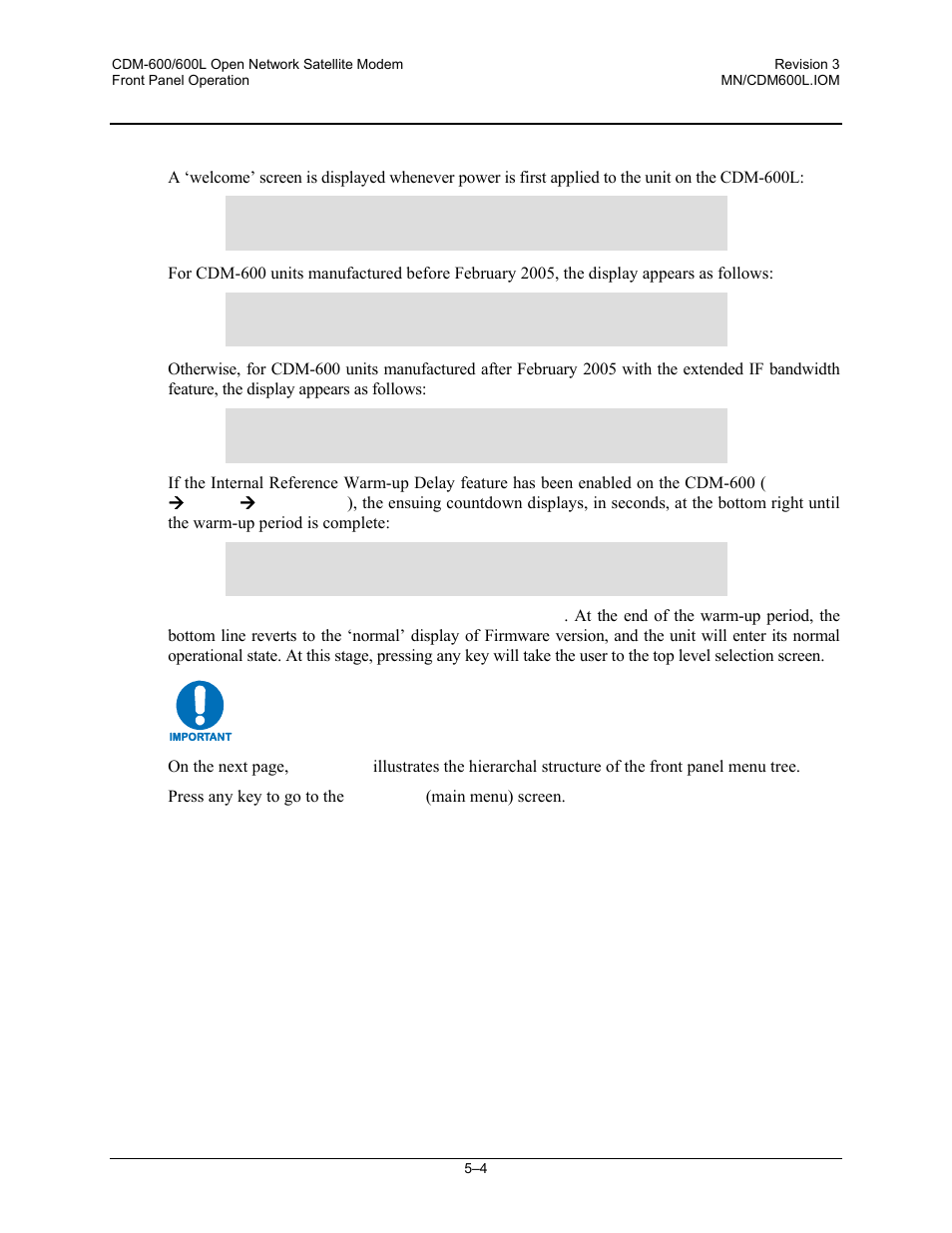 2 opening screen | Comtech EF Data CDM-600/600L User Manual | Page 80 / 278