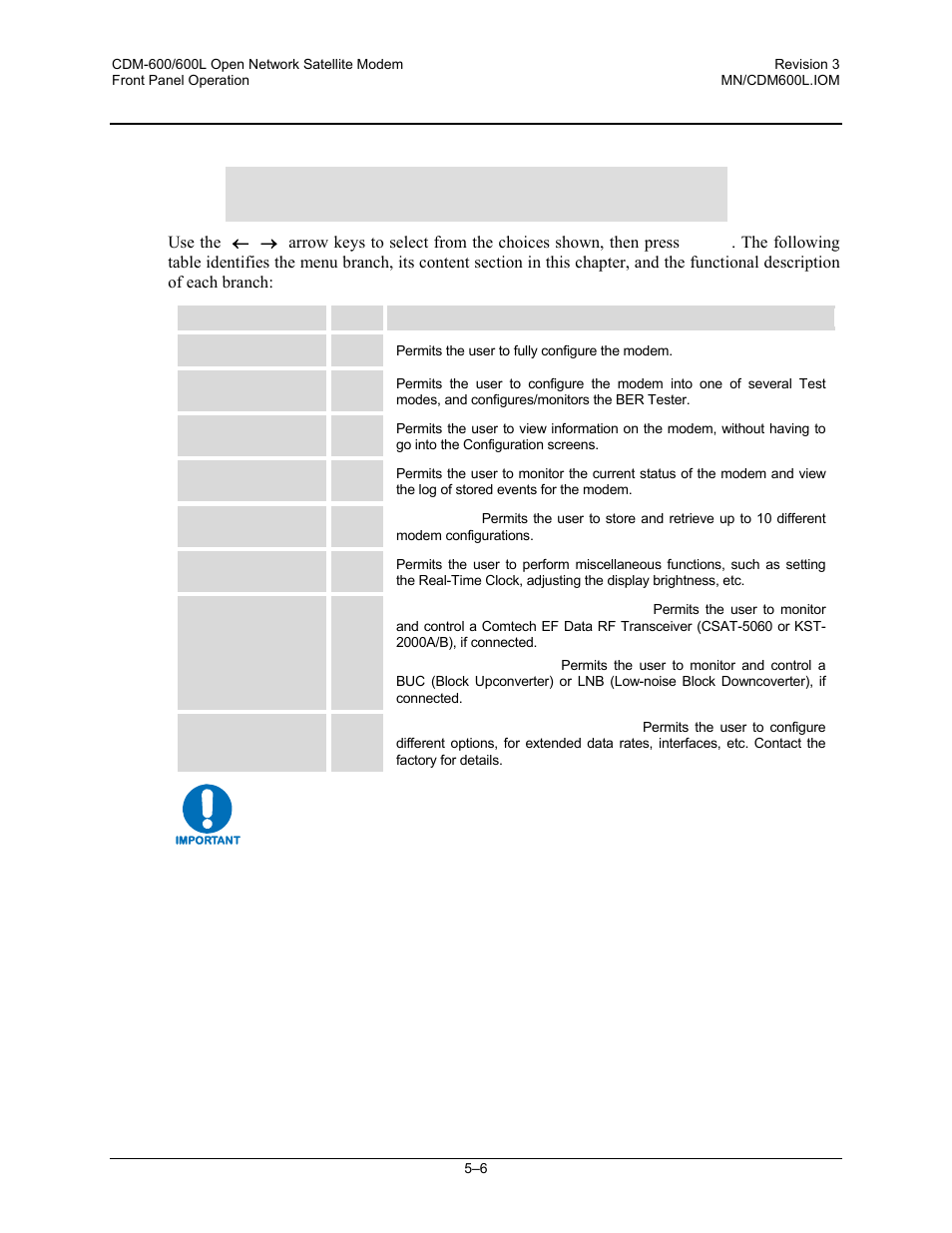 3 select: (main menu) | Comtech EF Data CDM-600/600L User Manual | Page 82 / 278