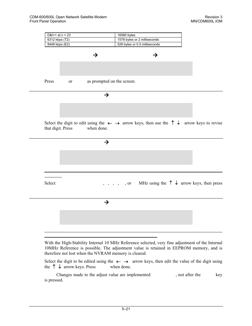 3 config: clocks ( external baseband clock, 4 config: clocks ( ext-freq-ref (cdm-600 only), 5 config: clocks ( int-ref (cdm-600 only) | Comtech EF Data CDM-600/600L User Manual | Page 97 / 278
