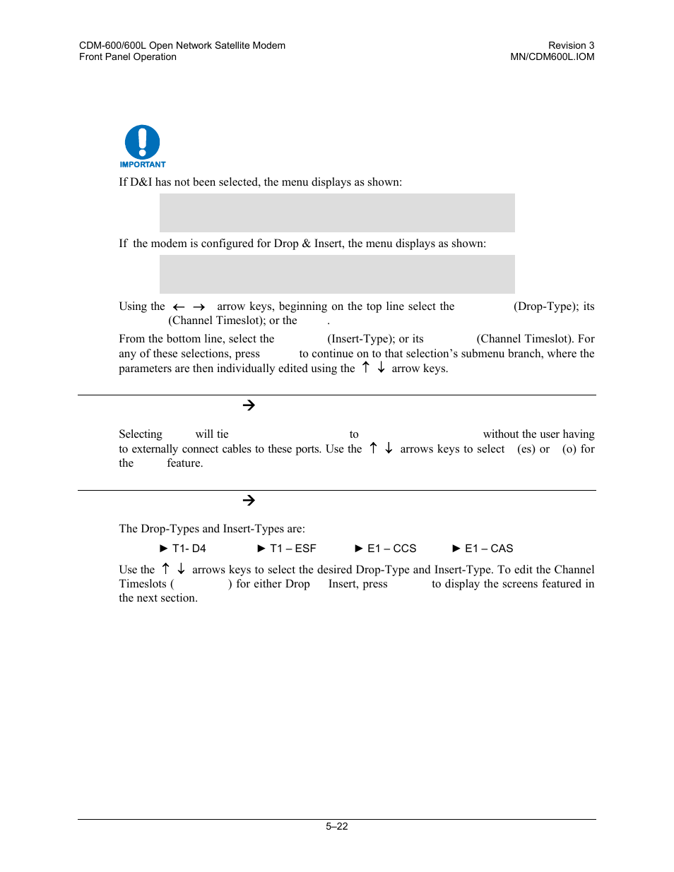 6 config: d&i (drop & insert), 1 config: d&i ( loop, 2 config: d&i ( drp-type or ins-type | Comtech EF Data CDM-600/600L User Manual | Page 98 / 278
