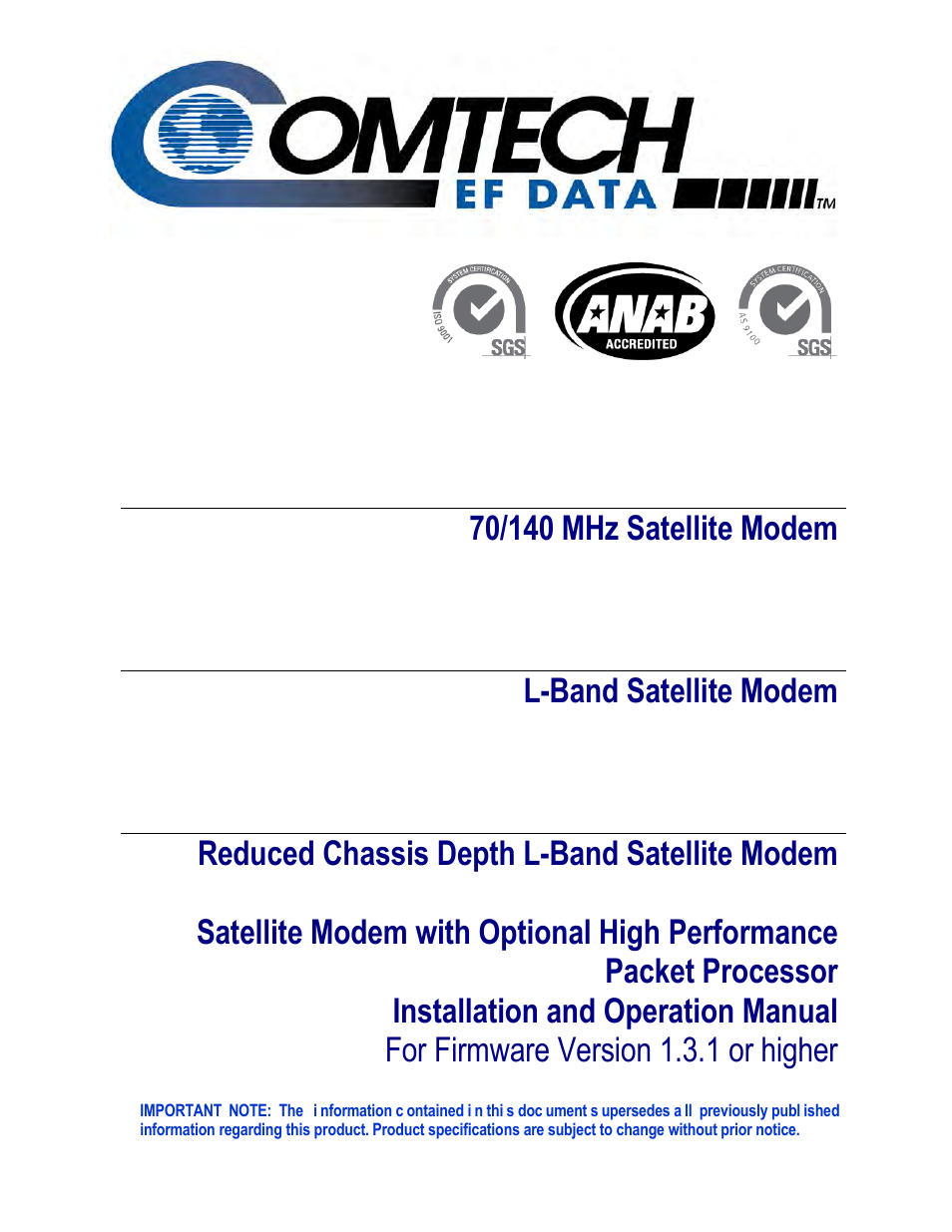 Comtech EF Data CDM-570A User Manual | 618 pages