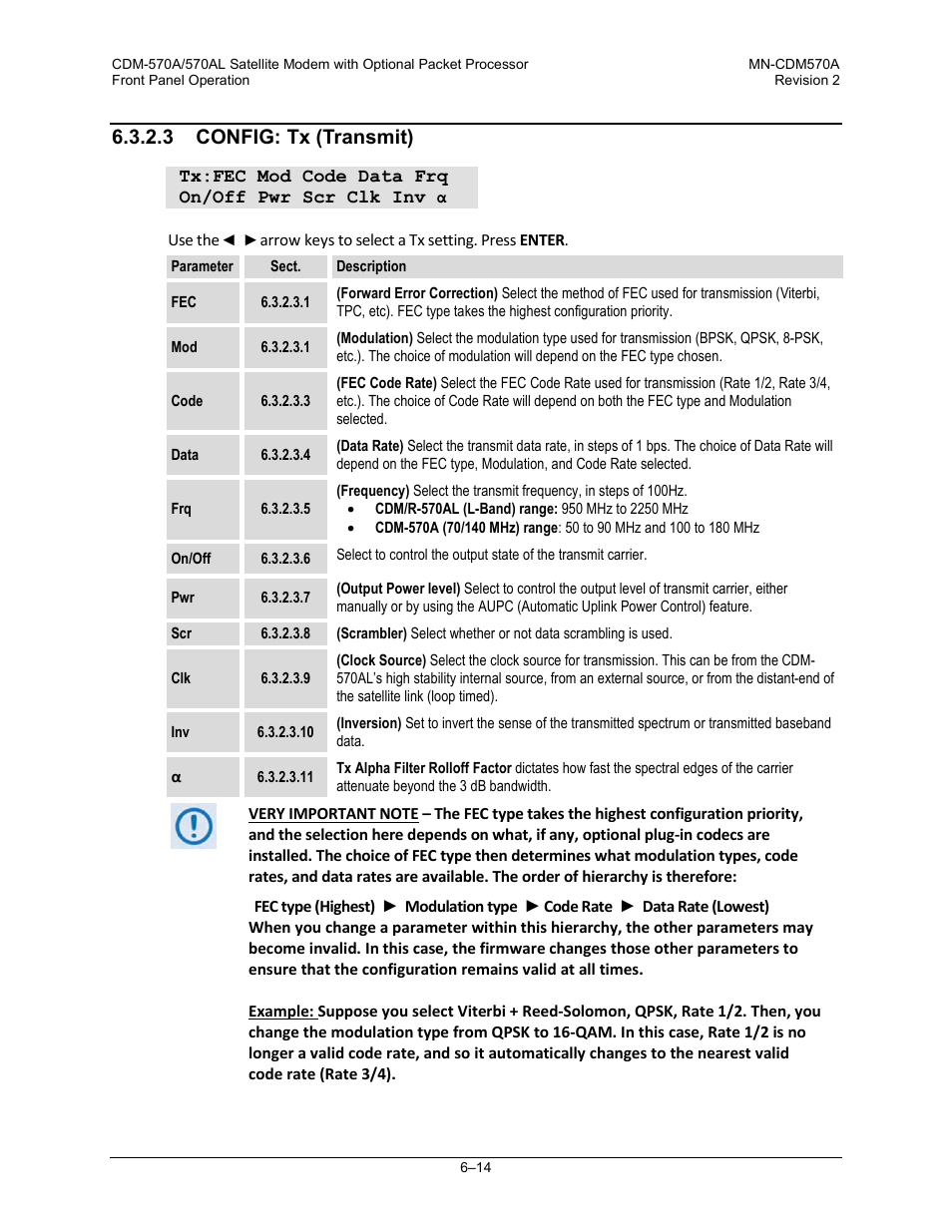 3 config: tx (transmit) | Comtech EF Data CDM-570A User Manual | Page 118 / 618