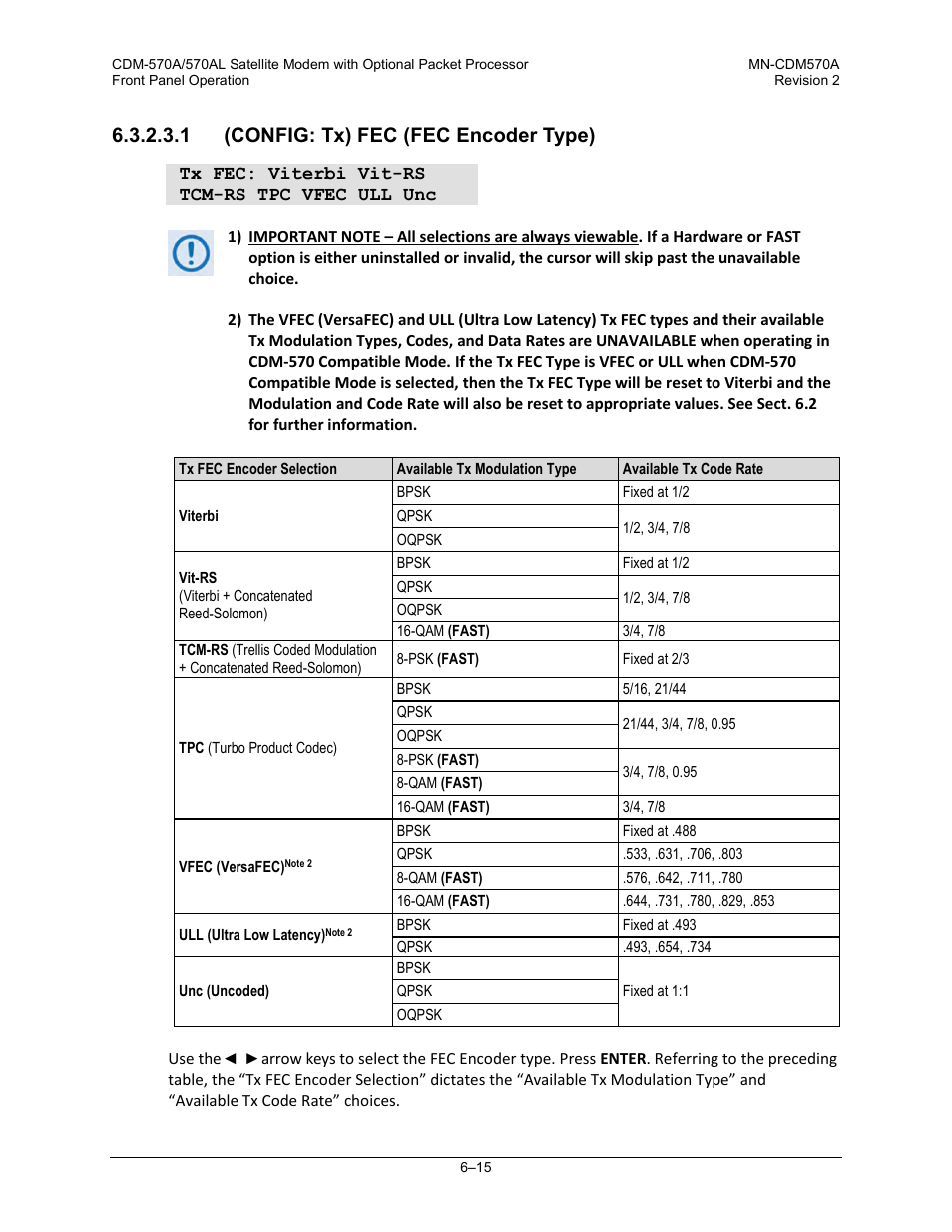 1 (config: tx) fec (fec encoder type) | Comtech EF Data CDM-570A User Manual | Page 119 / 618